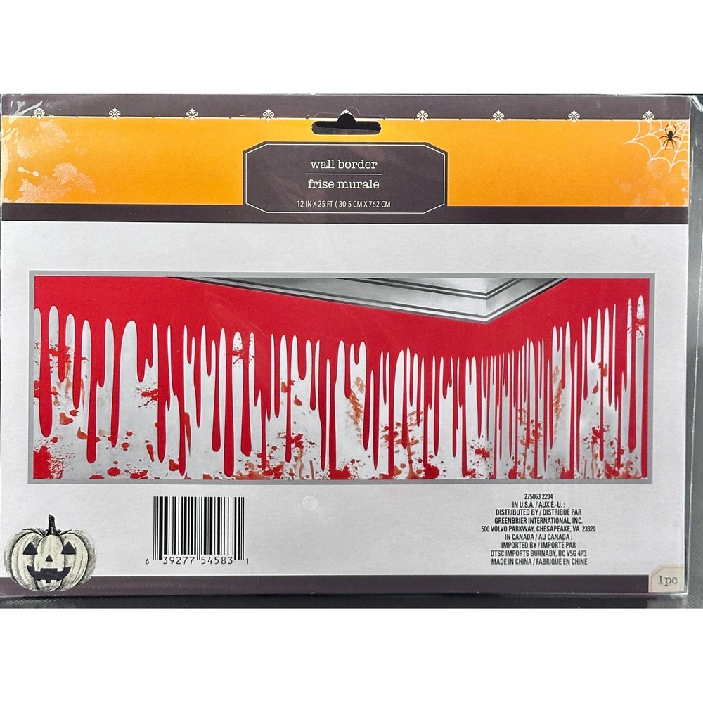 Halloween Bloody Drips Wall Border Decoration 12 in x 25 ft
